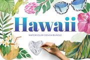 Hawaii - watercolor design bundle, an Illustration by Beauty Drops (Thumbnail 1 of 8)
