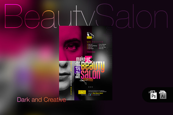 Dark Beauty Salon Flyer preview 2