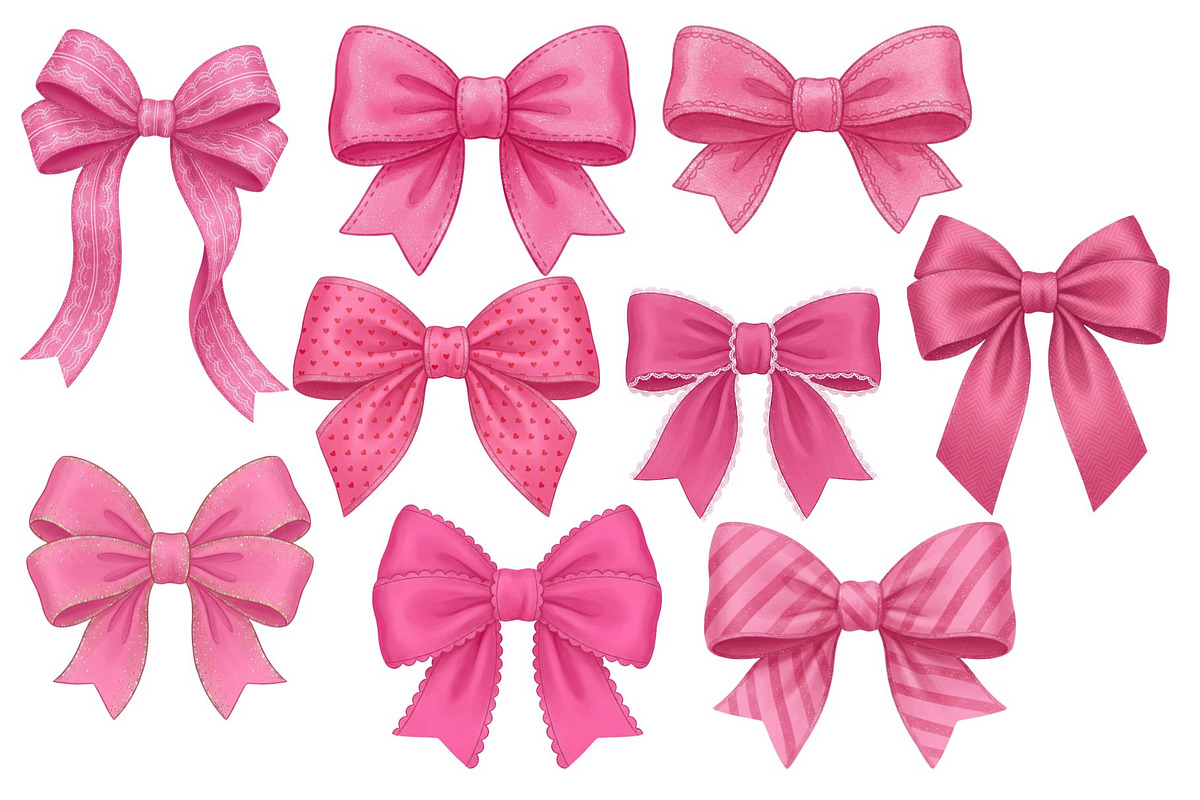 Pink Textured Bows Mega Bundle, a Decorative Illustration by Stellalunarts (Photo 6 of 7)