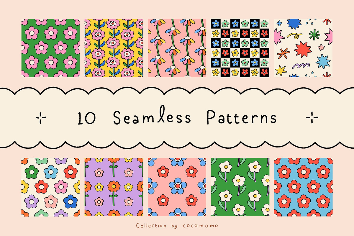 Bloom! - Retro Floral Collection, a Background Graphic by cocomomo (Photo 8 of 11)