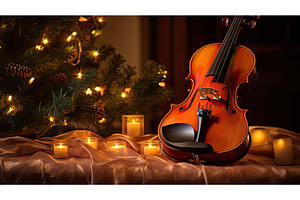 ambiance violin christmas lights ai, a Holiday Photo by pikepicture