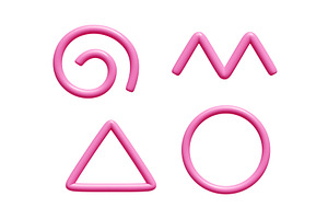 Pink gradient line shapes in 3D -, an Illustration by YuliiaOsadcha