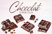Watercolor Chocolate Vector Set, a Pattern Graphic by Deckar_art (Thumbnail 1 of 4)