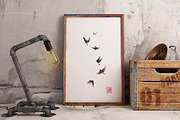Black pennant sumi-e painting, a Background Graphic by Quetzal Art (Thumbnail 5 of 5)