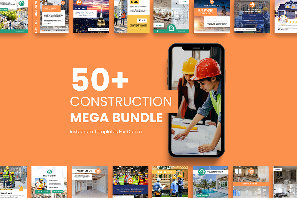 Construction Social Media BUNDLE, a Social Media Template by Sincerely Media (Photo 1 of 2)
