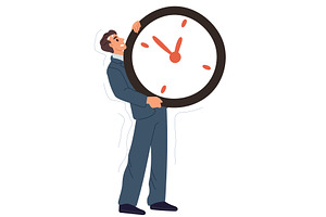 Tired businessman holding large, a Person Illustration by Vectorbuum