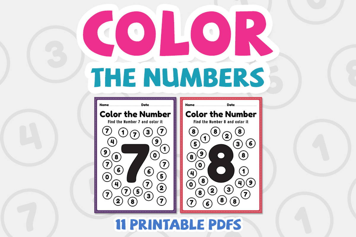 Coloring numbers, 1 to 10 math, an Education Illustration by TukTuk Design (Photo 4 of 7)