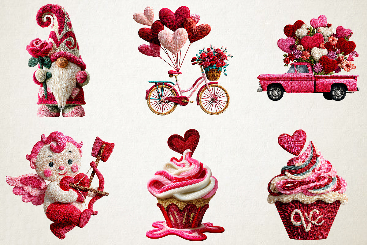 Valentine Faux Latch Hook Cliparts, an Illustration by RobertsArt (Photo 4 of 6)