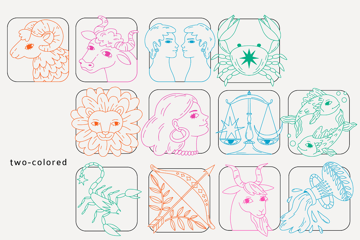 ZODIAC funny hand drawn collection, an Object Illustration by Lena Nikolaeva (Photo 5 of 9)