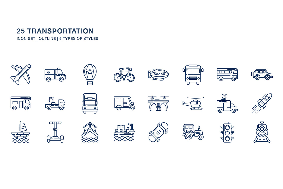 Transportation and Vehicle icon set, an Icon by Icongeek26 (Photo 3 of 6)