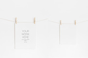 Poster and Pegs Mockup 4x5 Ratio, a Mockup by HALFTOUNE (Thumbnail 4 of 4)