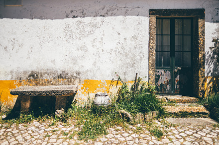 Rustic wall with vintage door