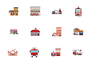 Fire Station & Rescue Vehicle Set, a Templates & Theme by studiogstock