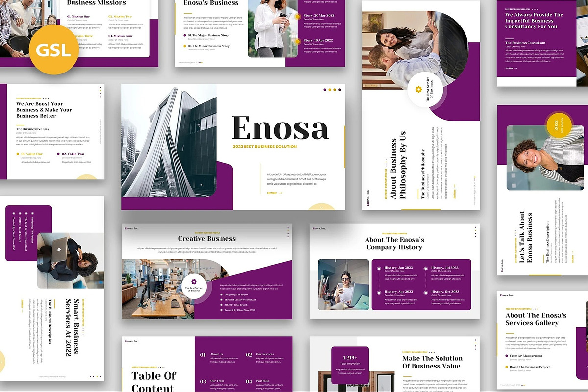 Enosa - Business Google Slides, a Presentation Template by Fit-tee (Photo 1 of 6)