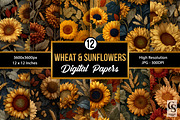 Wheat & Sunflowers Digital Papers, a Pattern Graphic by Creative Store (Thumbnail 1 of 5)