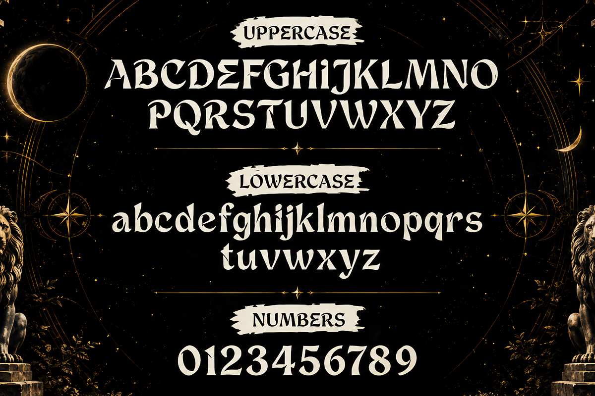 Luna Muse Gothic Decorative Typeface, a Blackletter Font by mesuka (Photo 5 of 7)