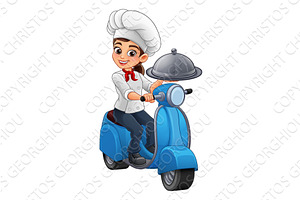 Female Chef Woman Food Delivery, a Food Illustration by Christos Georghiou