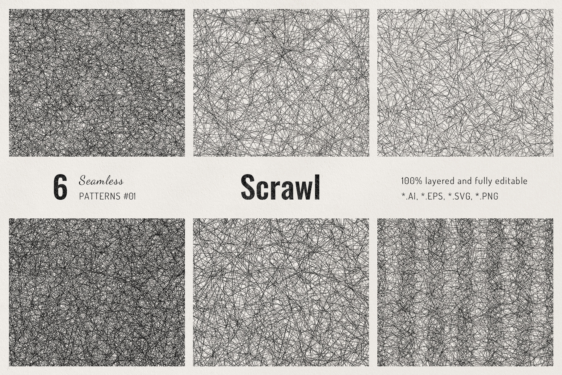 Scrawl. 6 Seamless Patterns, a Pattern Graphic by le-genda