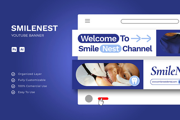 SmileNest Dental - Youtube Banner preview 4
