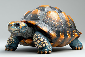 Colorful tortoise with intricate she, a Photo by Tanuart