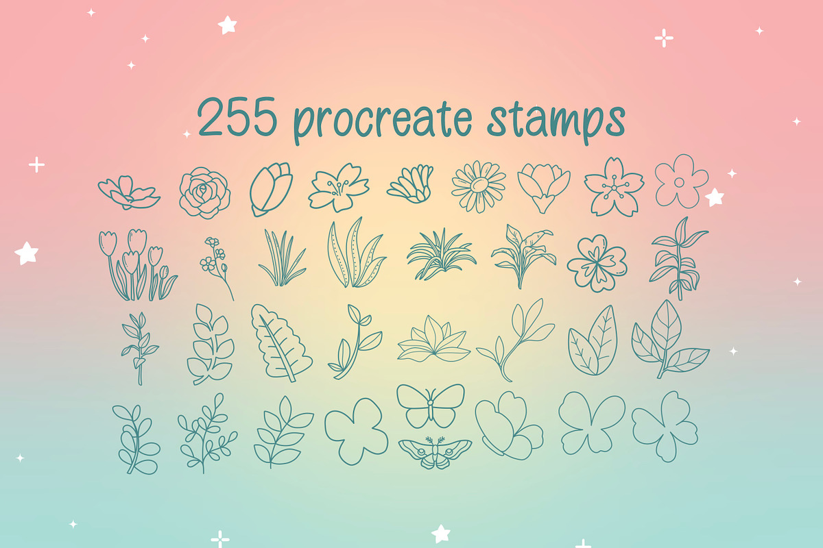 250+ Procreate kawaii flower stamps, a Brush Add-On by laura.design (Photo 4 of 7)