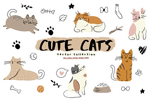 Cute cats vector set
