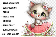 Whimsical Summer Cat Clipart, an Illustration by SinaCreation (Thumbnail 2 of 7)