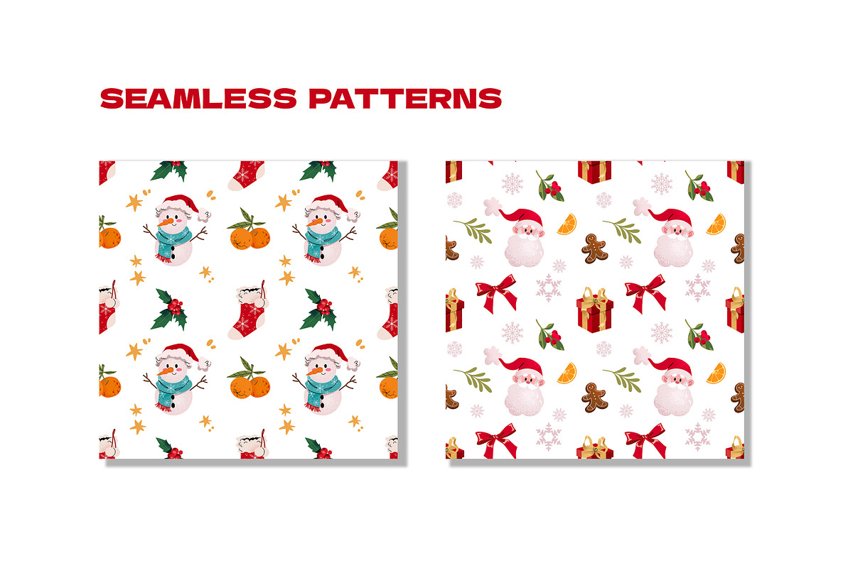 Merry Christmas clipart + patterns, a Seasonal Illustration by UnaAnya (Photo 7 of 8)