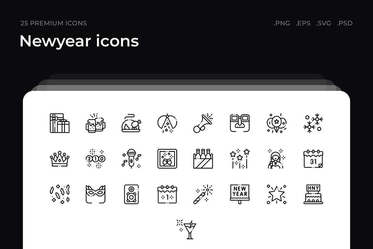 Newyear icons, an Outline Icon by Wencory (Photo 1 of 2)