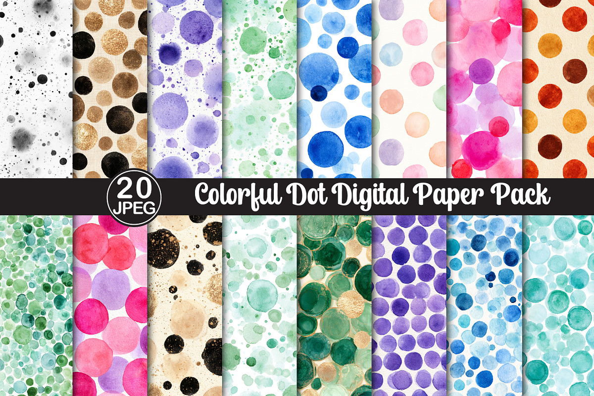 Colorful Dot Digital Paper Pack, a Pattern Graphic by Black Bird Studio (Photo 1 of 6)