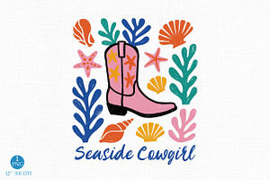 Seaside Cowgirl PNG, Coastal Cowgirl, a Seasonal Illustration by Libby Wishes