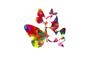 Watercolor colorful butterflies, an Animal Illustration by Nenahliadava Design