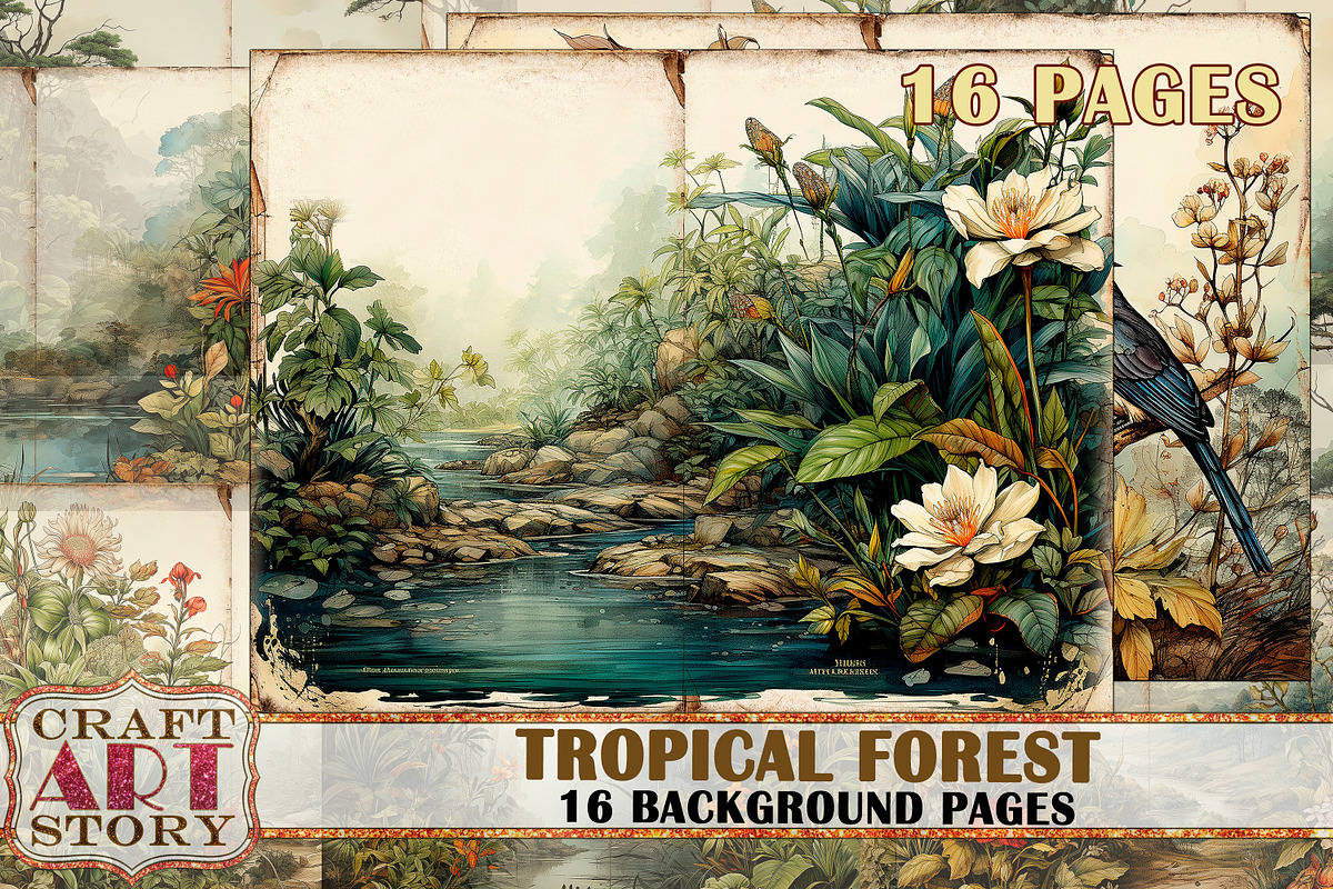 Tropical forest Blank background, a Seasonal Illustration by CraftArtStory (Photo 1 of 4)