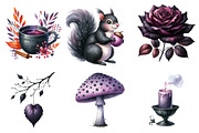 Black & Purple Autumn Clipart, an Illustration by Watercolor design (Thumbnail 2 of 4)
