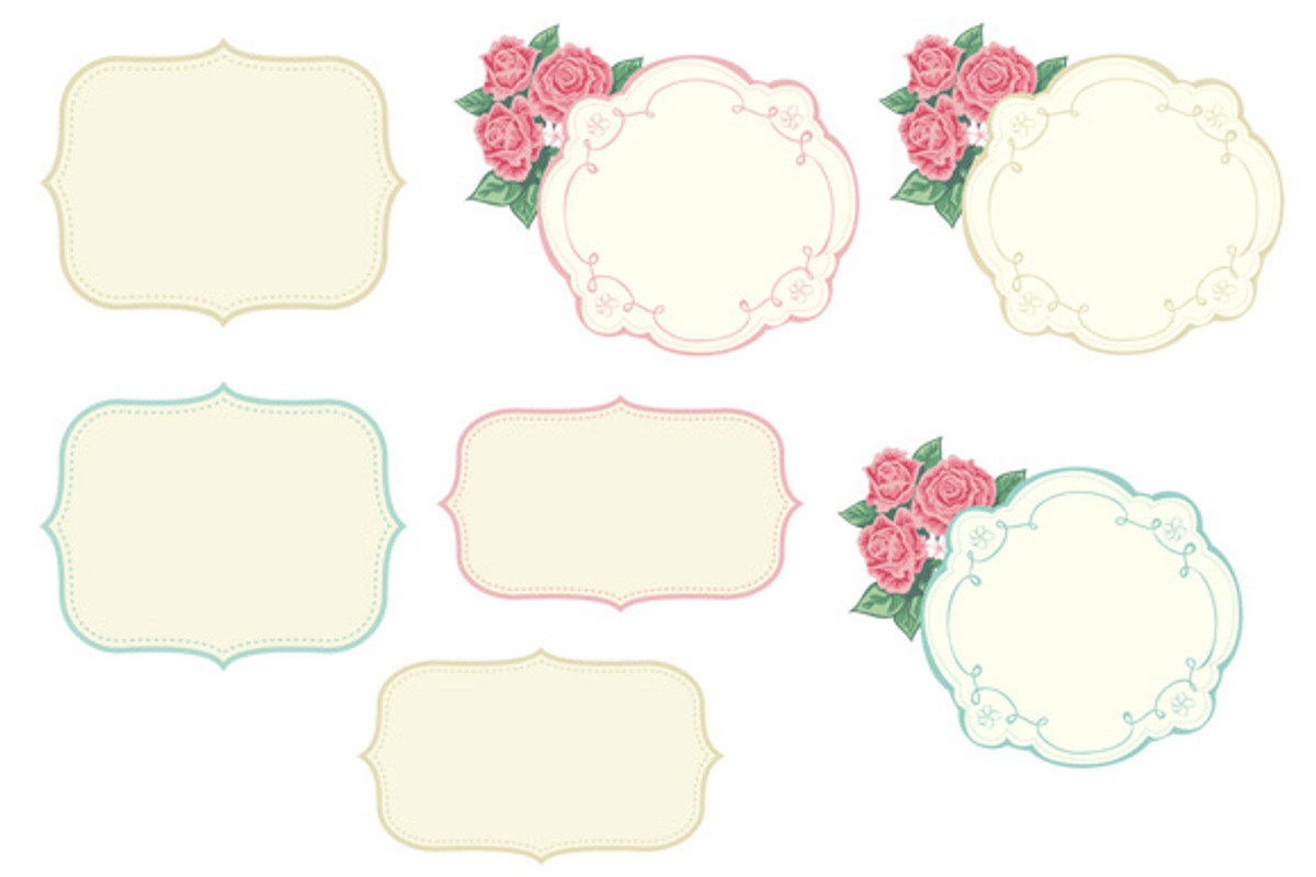 Romantic floral papers and frames. preview 2