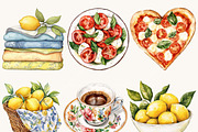 Watercolor Italian Clipart Bundle, an Object Illustration by SparkyDesignsUS (Thumbnail 4 of 10)