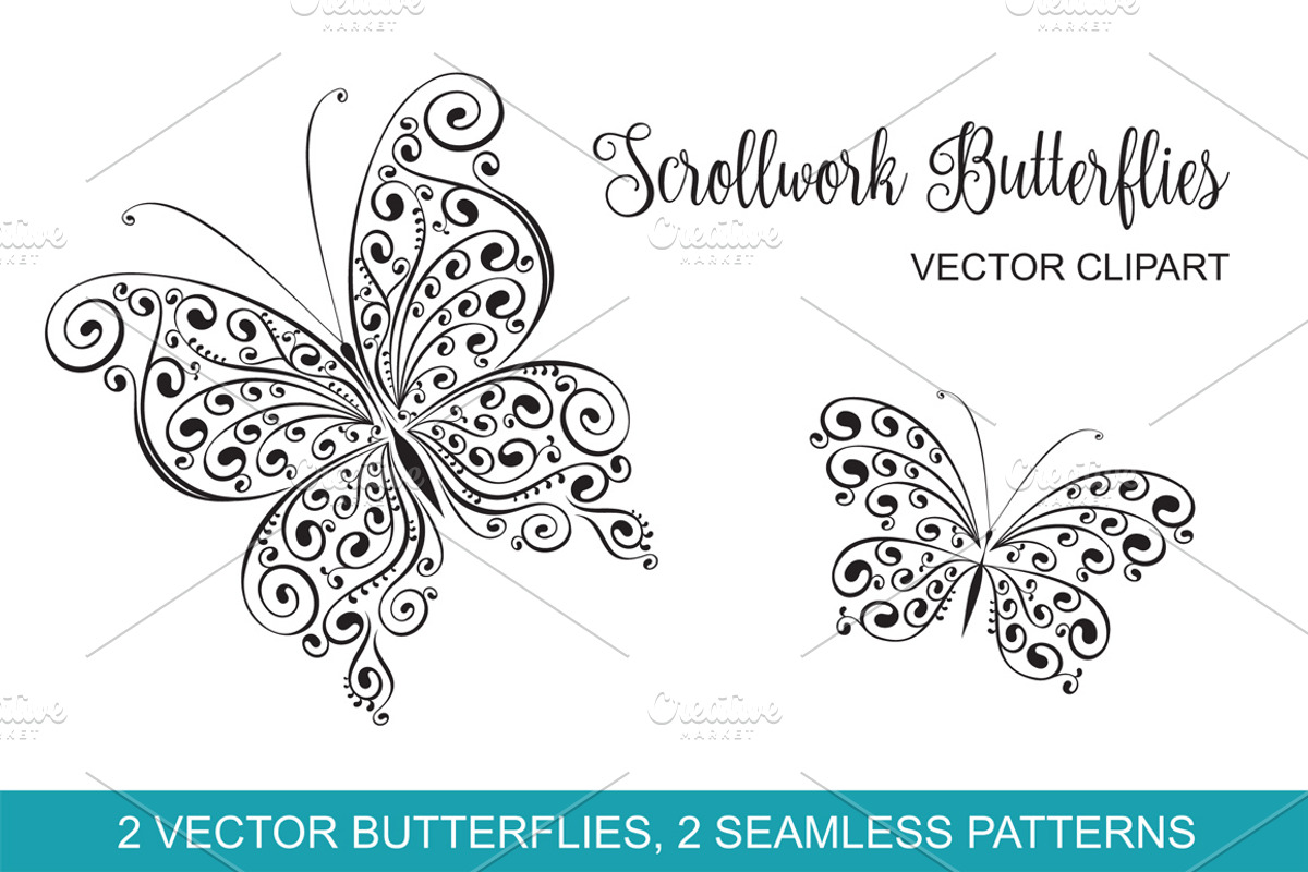 Scrollwork Butterfly Vector Clipart, a Graphic by Galina Ivanova (Photo 1 of 6)