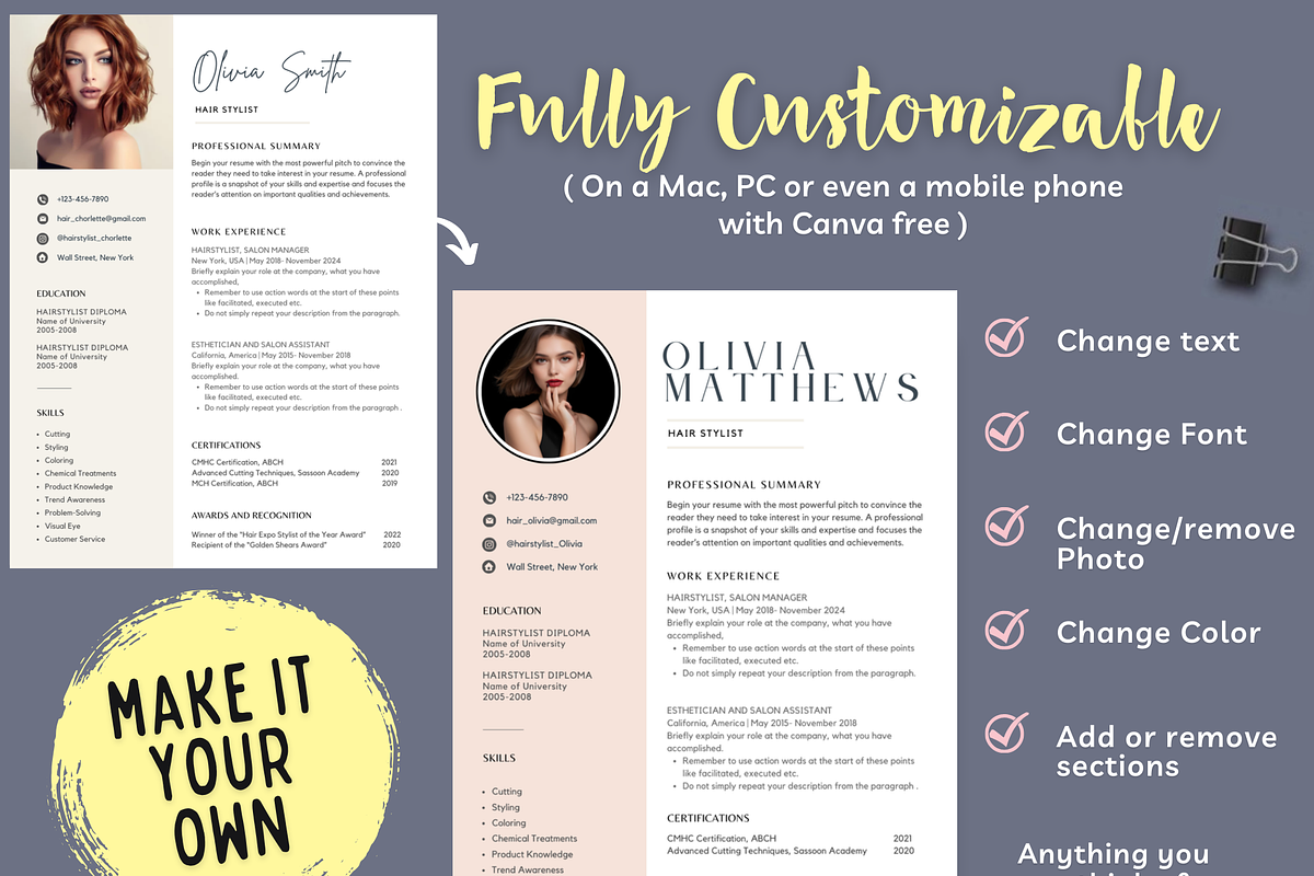 Hair Stylist Resume CV Template, a Resume Template by Climbwithelevator (Photo 6 of 8)
