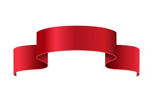 Red ribbon. Realistic glossy banner