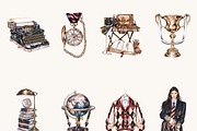 Watercolor Halloween Clipart Bundle, a Seasonal Illustration by BusyDaydesign (Thumbnail 2 of 9)