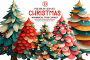 Watercolor Christmas Tree Clipart, an Illustration by cherrydesign (Thumbnail 1 of 4)