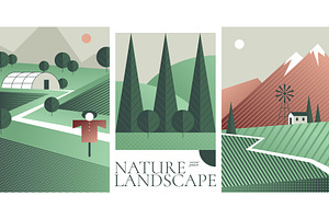 Geometric natural landscape posters, an Object Illustration by art PVP - market