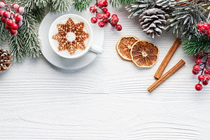 Cup of coffee with christmas decorations, a Holiday Photo by Olena Rudo