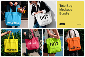 12 in 1 Tote Bag Mockups Bundle