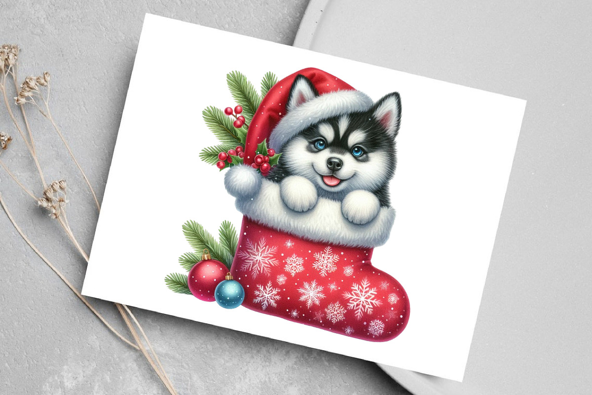 Watercolor Christmas Dog Clipart, an Illustration by Canvas Craft (Photo 6 of 8)
