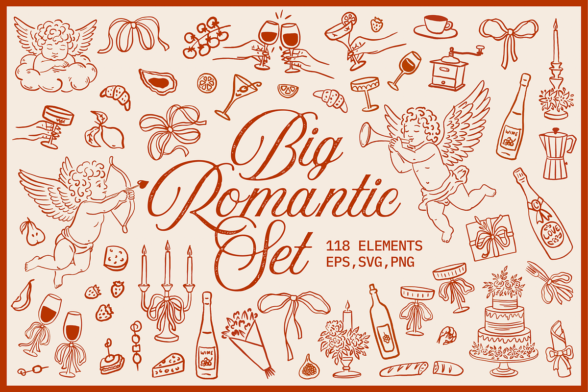 Whimsical Romantic Hand Drawn Set, a Decorative Illustration by Veronika Gotovceva (Photo 1 of 5)