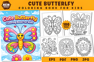 Cute Butterfly Coloring Book for Kid, a Decorative Illustration by Design Station