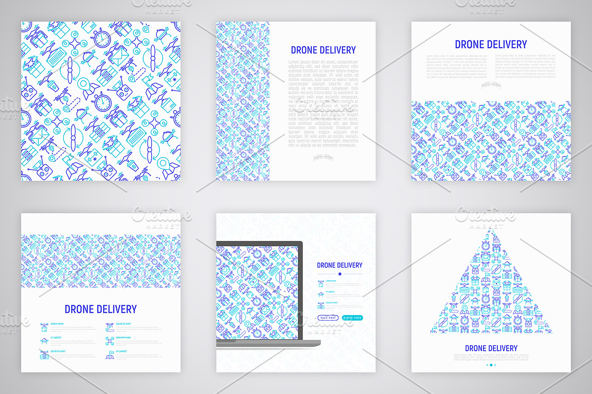 Drone Delivery Icons Set | Concept, an Outline Icon by Alex Blogoodf (Photo 6 of 11)