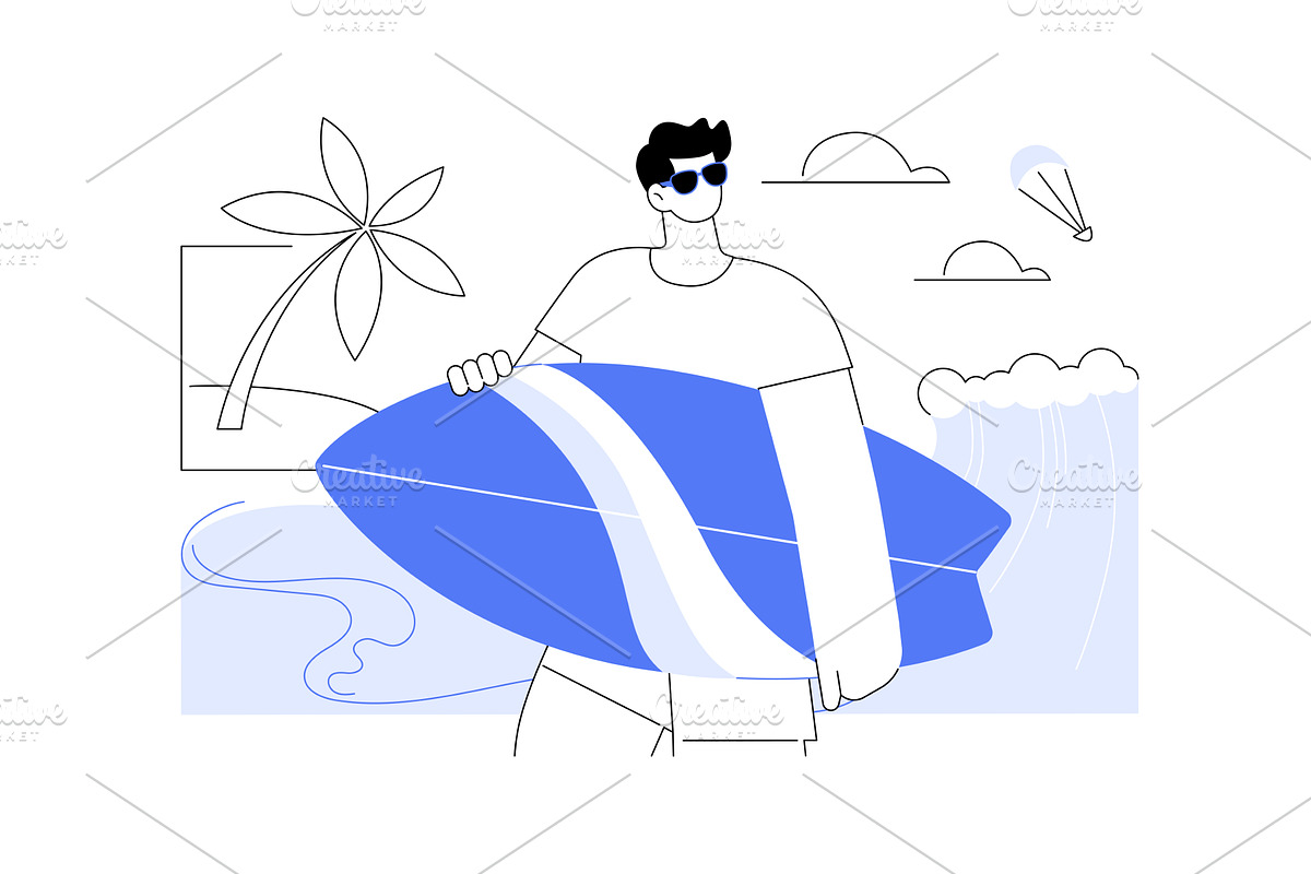 Skimboarding isolated cartoon vector, a Person Illustration by Visual Generation
