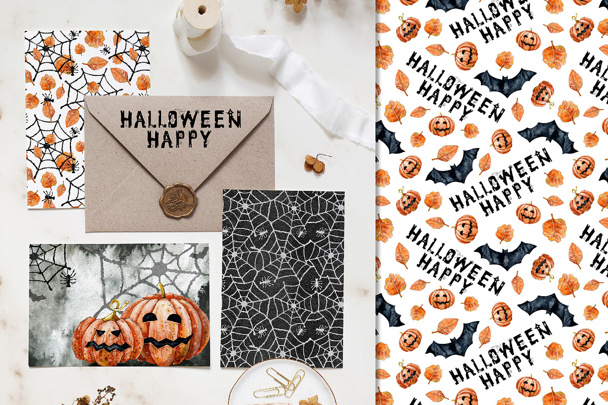 Happy halloween digital paper set, a Pattern Graphic by Artmanata (Photo 7 of 12)